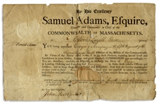 Samuel Adams Signed Military Appointment as Governor of Massachusetts
